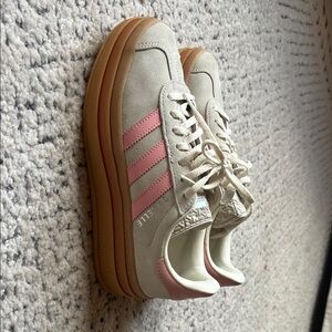 Adidas Cream and Pink Platform Sneakers
